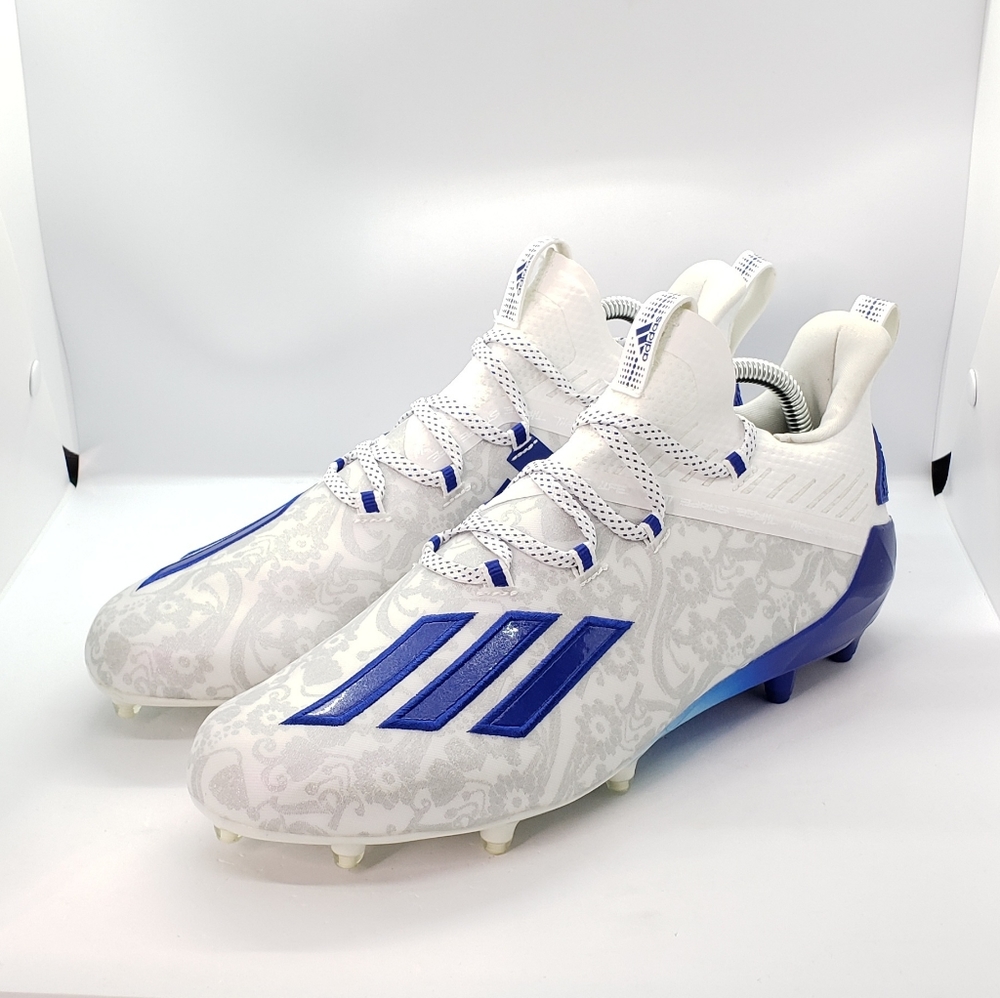 NEW Adidas Adizero Reign Young King Football Cleats Floral BLUE - Men's Size 12